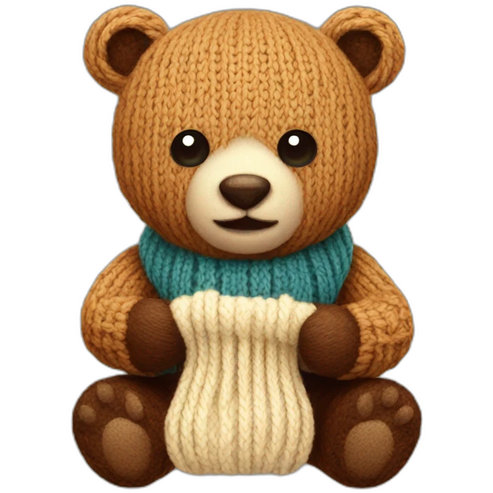Bear knitting emoji