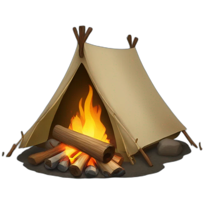 campfire with tent emoji