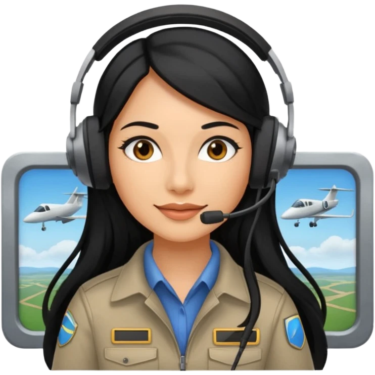 Femme cheveux long noir travaille dans le domaine de l'aéronautique emoji