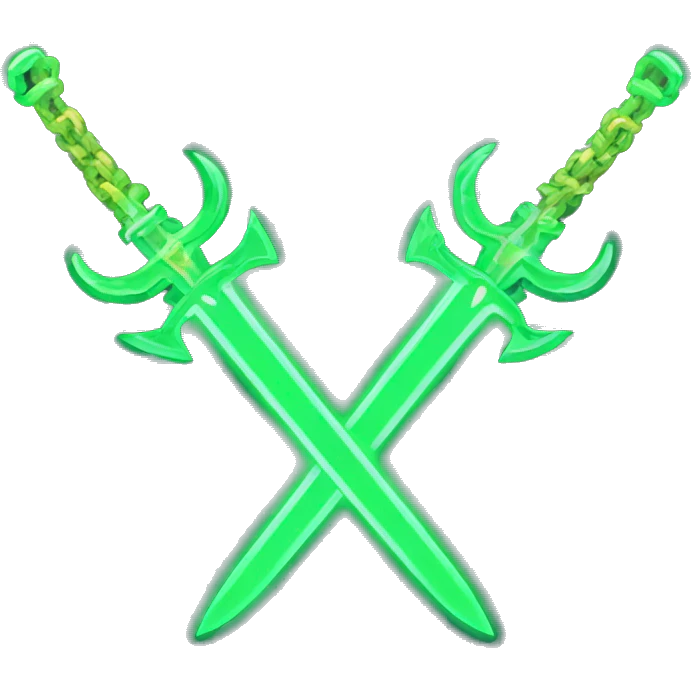 Twin green neon chain swords emoji