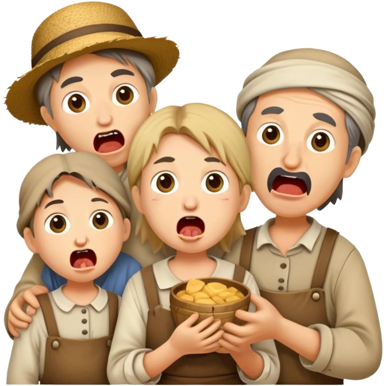 hungry peasants family with open mounthes emoji
