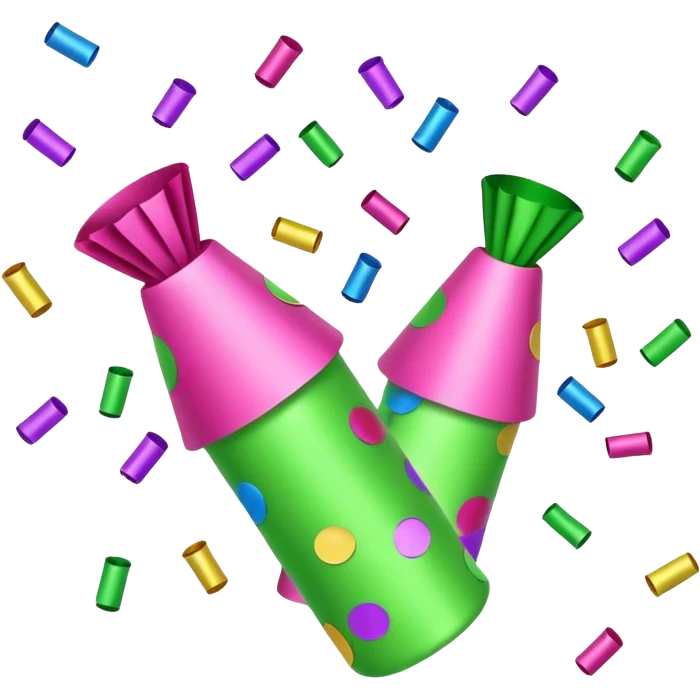 light green and pink party poppers and confetti emoji