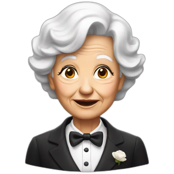 old woman in a tuxedo emoji