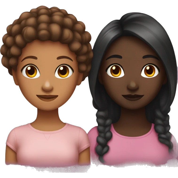 a brown skin girl with hair and a darkskin girl with hair emoji