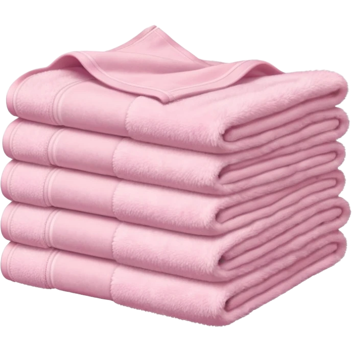 Light pink fluffy towel stack, soft shadows, pastel backdrop emoji
