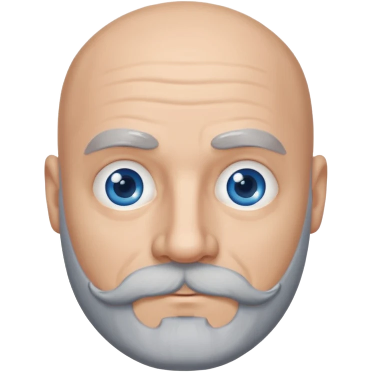 Bald man with grey beard and mustache and blue eyes emoji