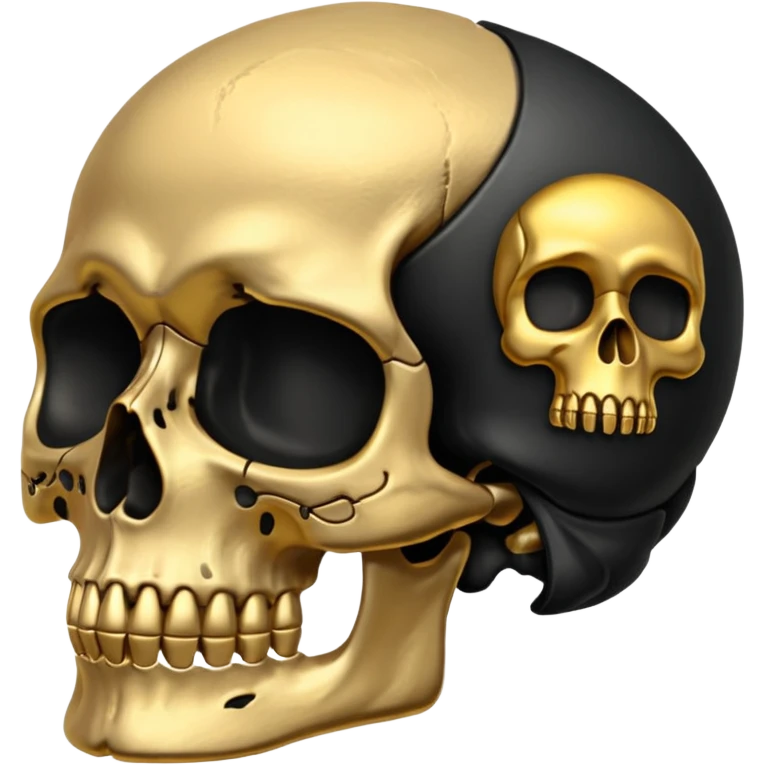 💀 top half black bottom half gold emoji