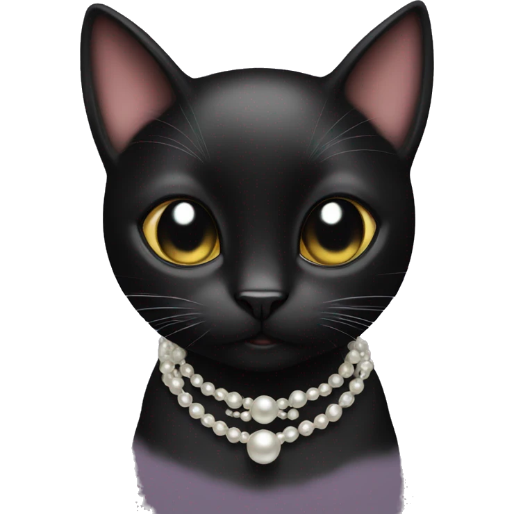 black cat with pearls  emoji