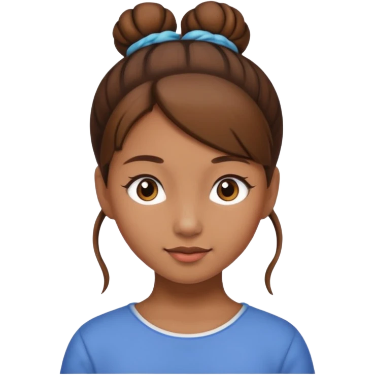 Girl with light brow skin and brown hair in bun emoji