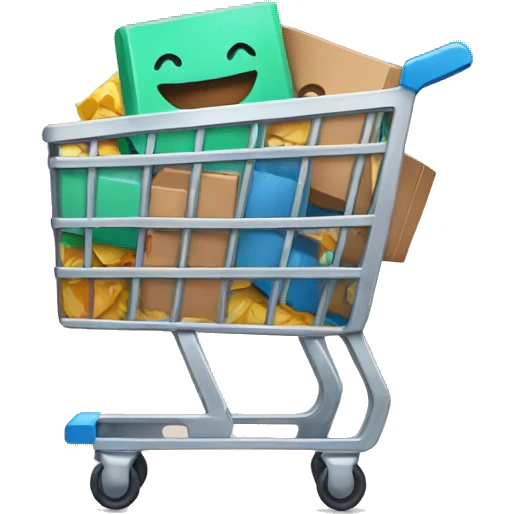 shopping cart with boxies emoji