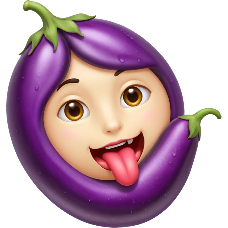 Tongue licking a eggplant emoji