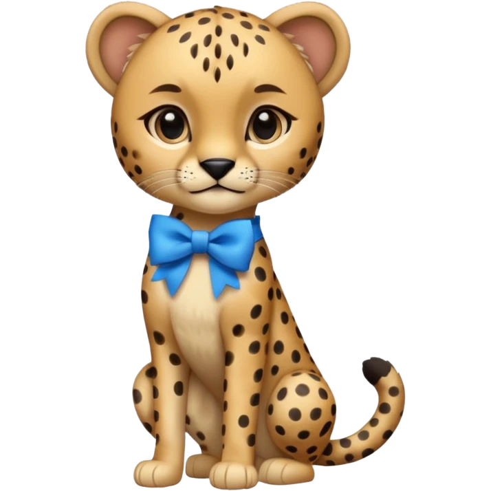 cute cheetah with blue bow standing emoji
