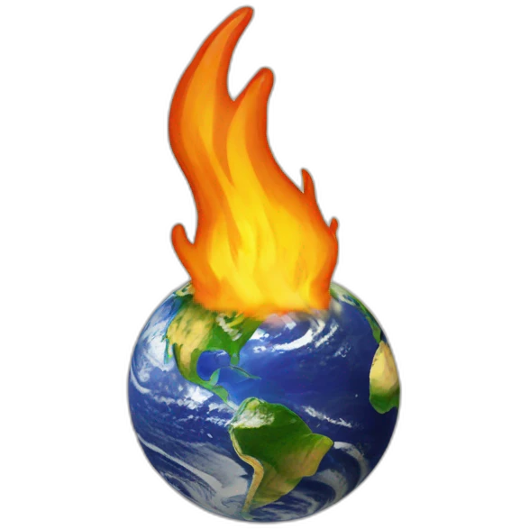 earth burning a little emoji