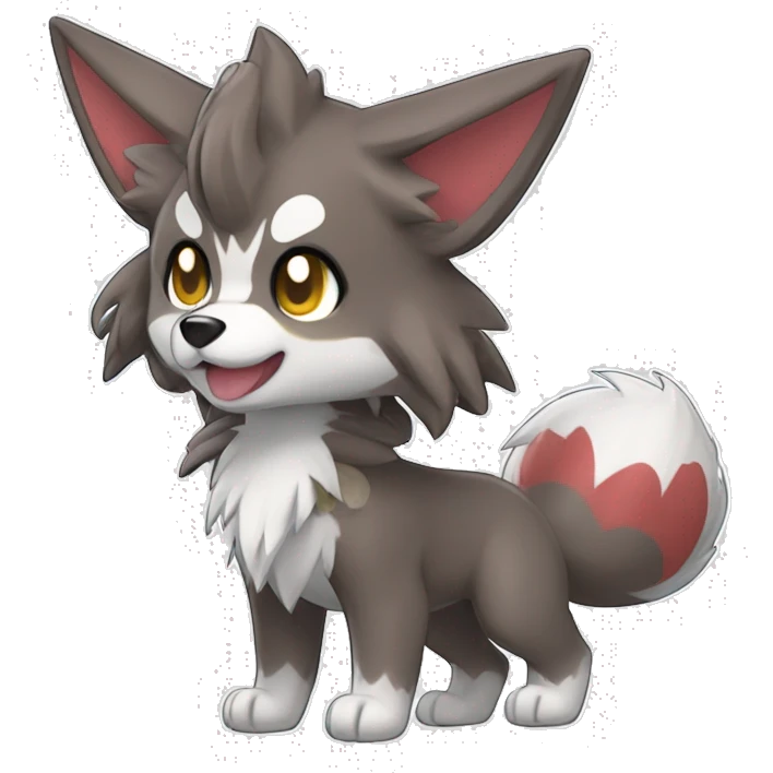 Kawaii Cool Chibi Poochyena-Rocruff-Lycanroc-Pokémon Full Body Detailed High Quality emoji