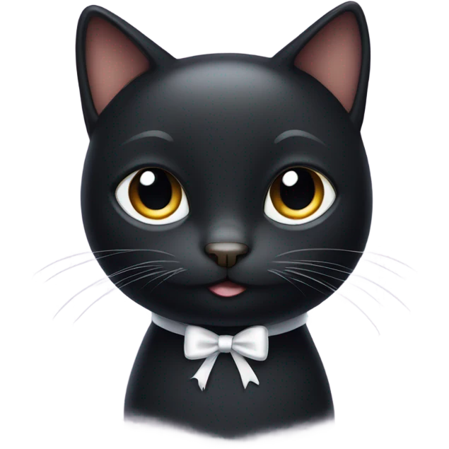 Black cat wearing a white bow emoji