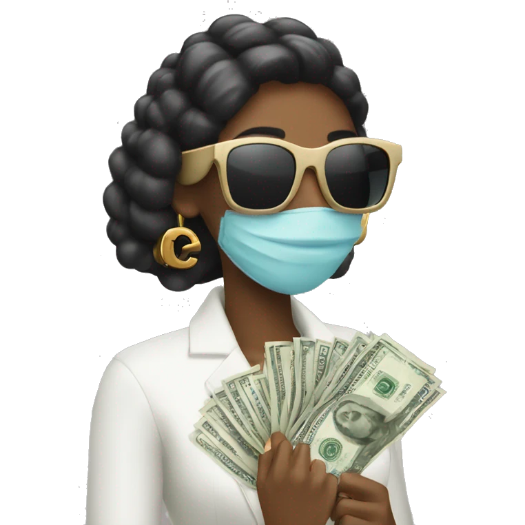 Woman wearing Chanel sunglasses holding money  emoji