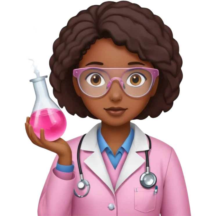 Black girl scientist wearing pink lab coat  emoji