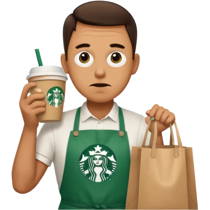 create a emoji for my male friend who is doing double shifts at starbucks and tired  emoji