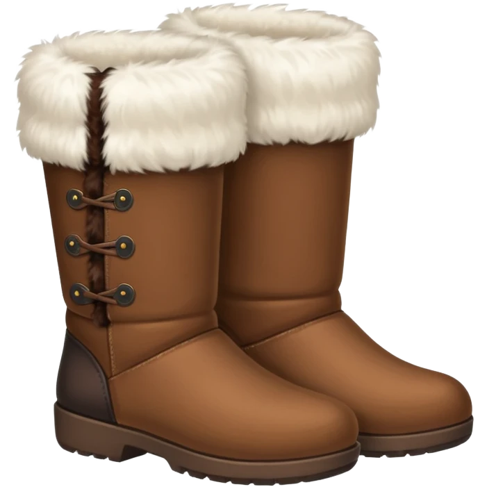 A pair of soft fur boots with contrasting darker cuffs.










 emoji