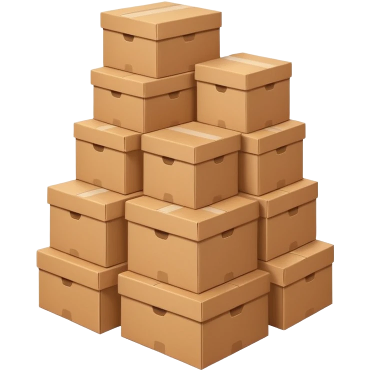 gigantic pile of cardboard boxes, 100 of them  emoji