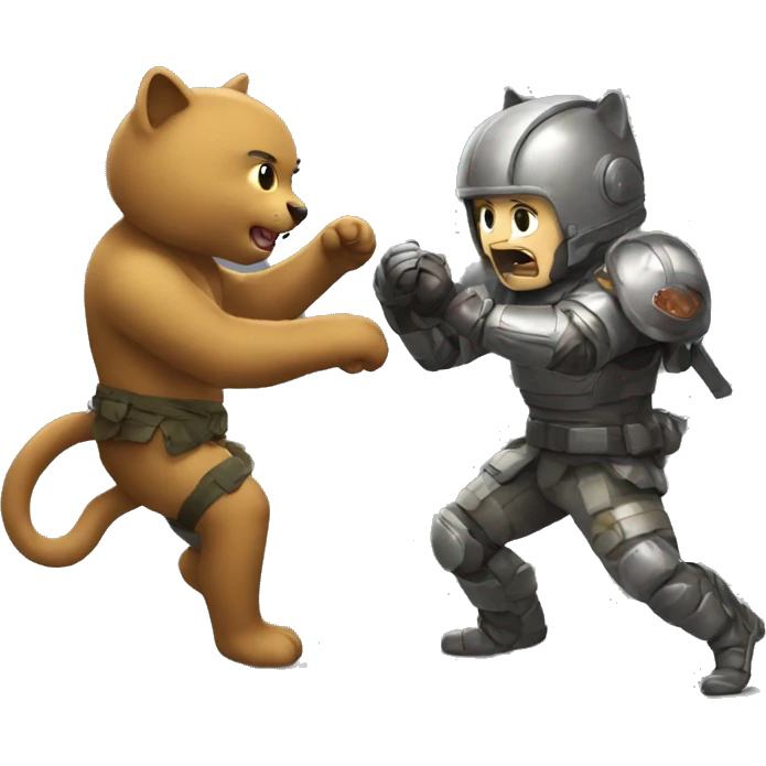 Combat entre ours et chat emoji