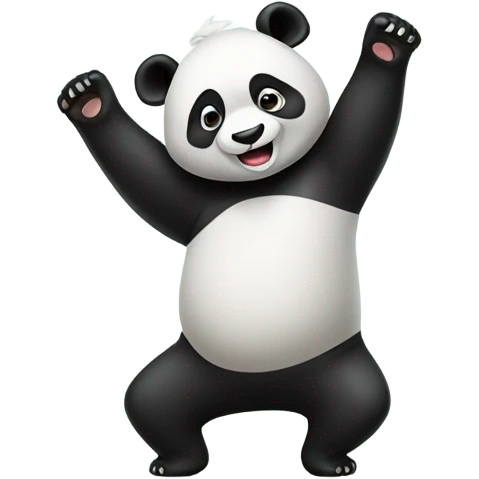 panda doing a handstand on saturn emoji