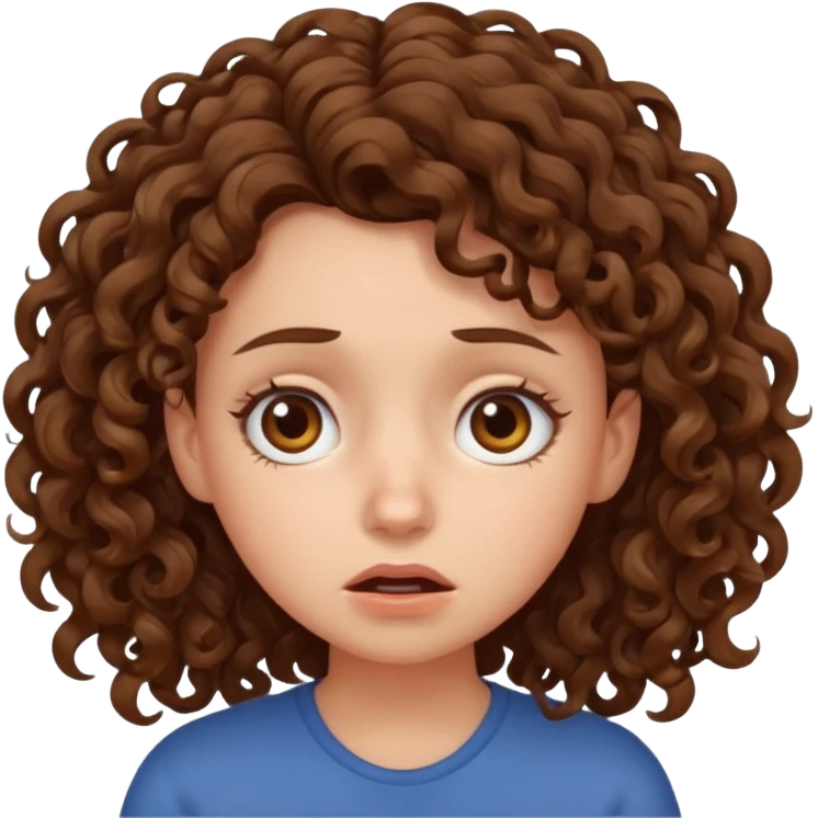 extreme worried face, curly hair girl,  emoji