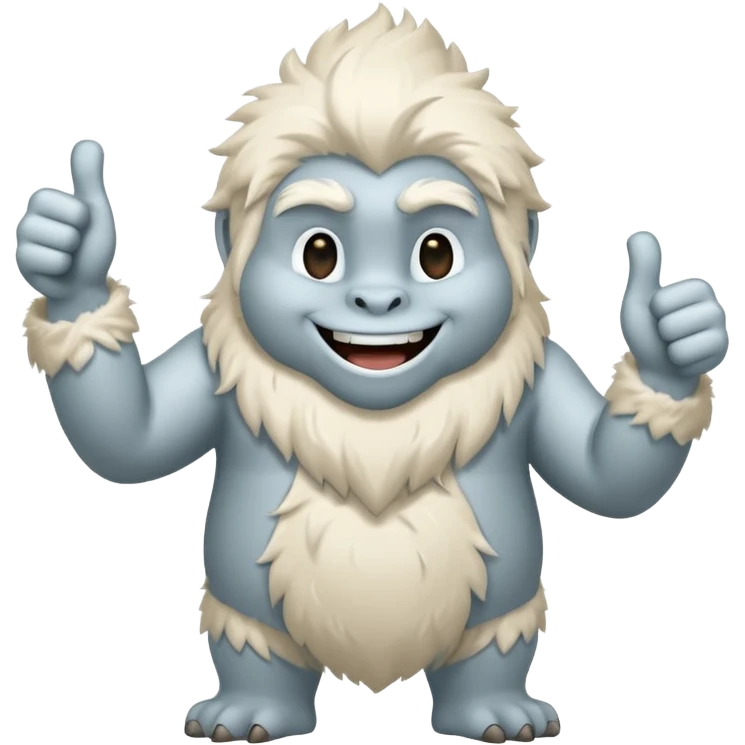 yeti, full body, full fur, thumbs up, smiling, winking emoji