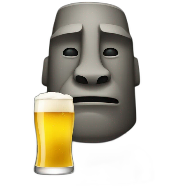 moai drinking beer emoji