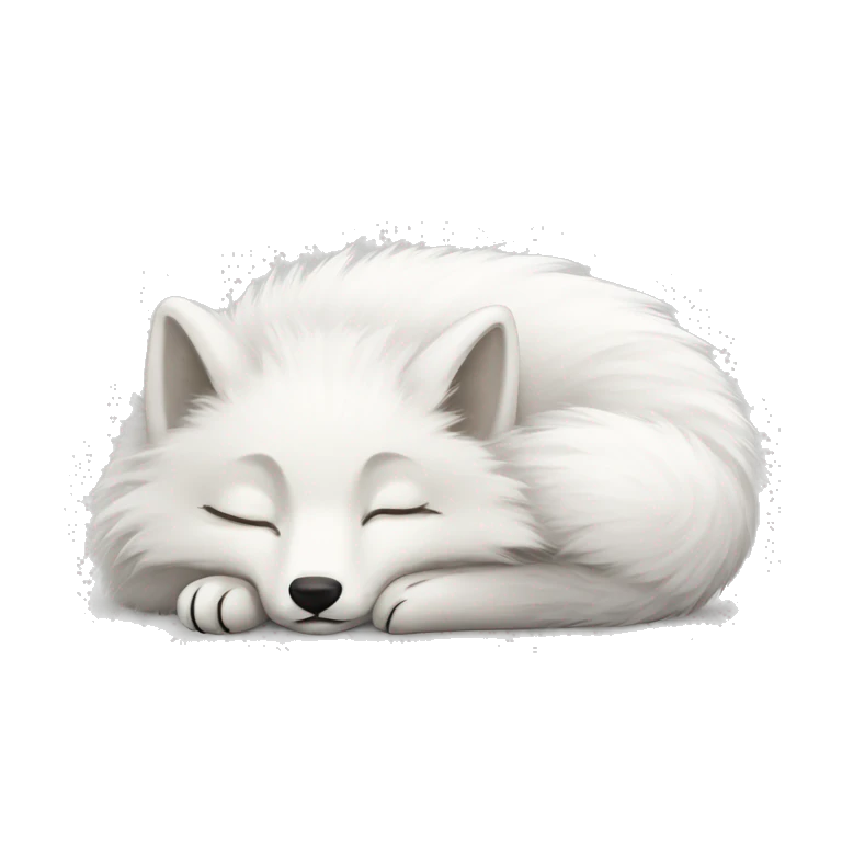 fluffy arctic fox sleeping emoji