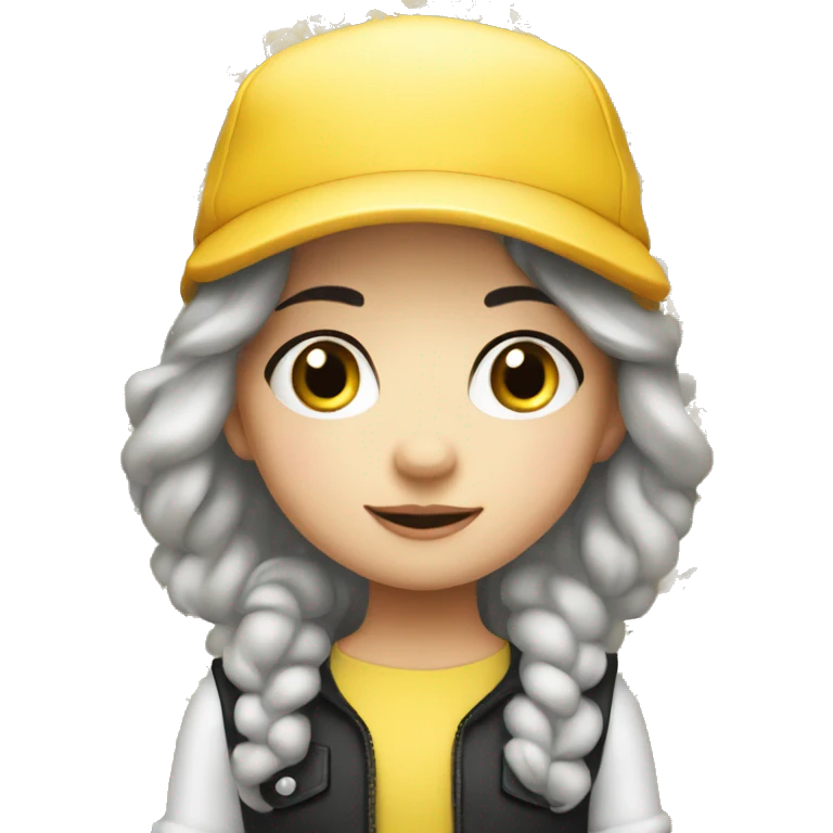 4 year-old white girl with black hair that wears yellow hat” emoji