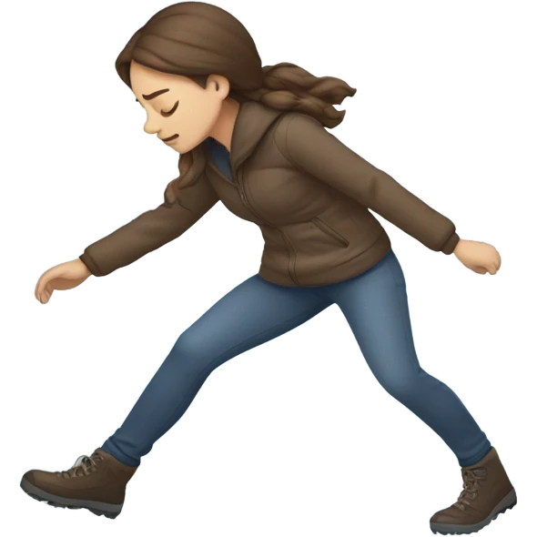 Woman brown hair slipping on ice emoji