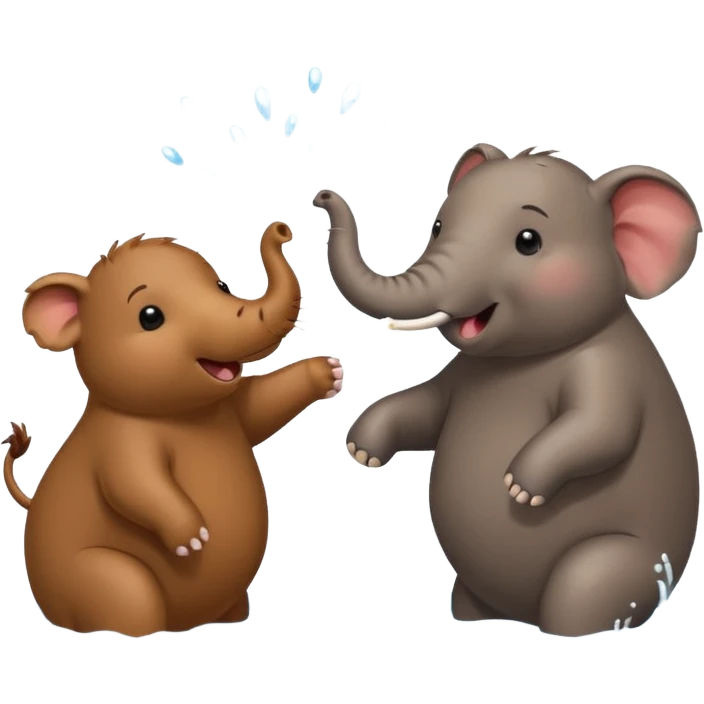 capybara and an elephant play happily with each other on water emoji