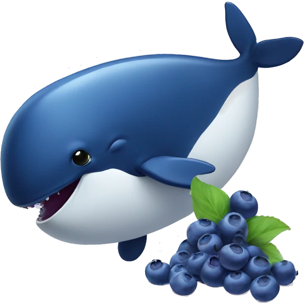 Whale eating blueberry  emoji