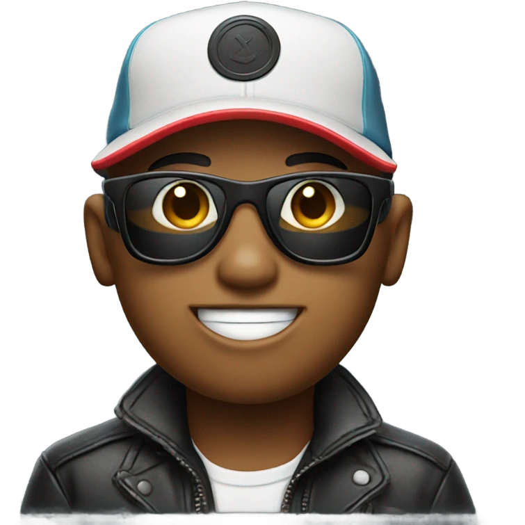 boy with microphone in cap and sunglasses emoji