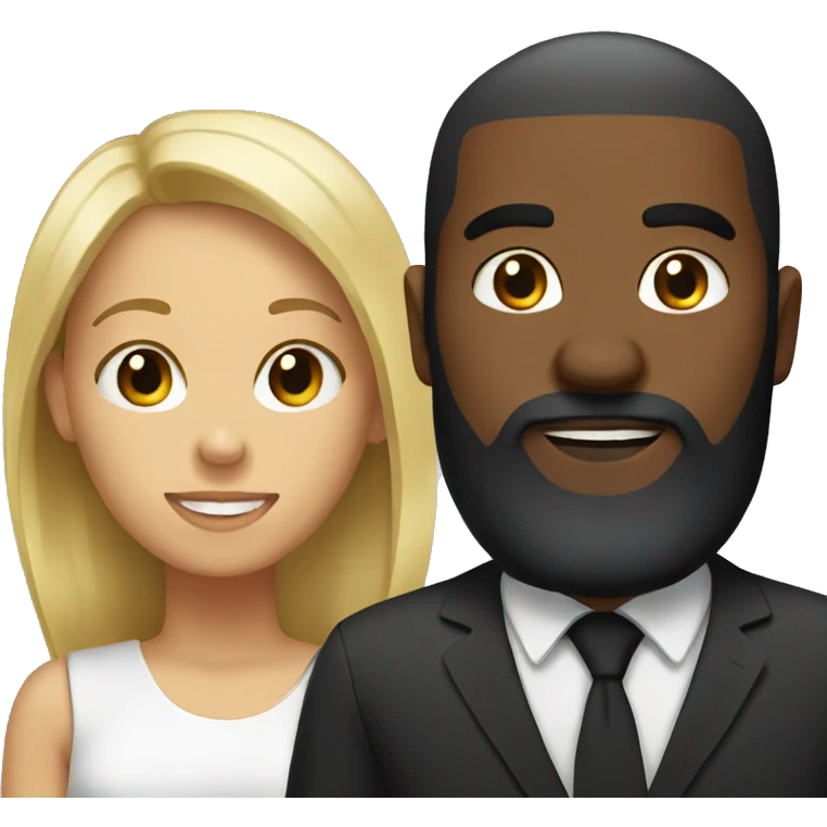 Black bearded man and short blonde black woman emoji