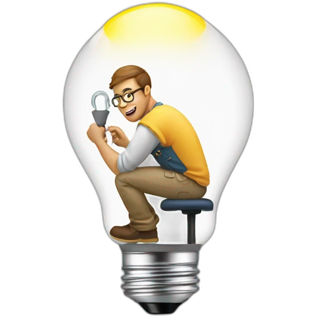 Designer screwing in lightbulb emoji
