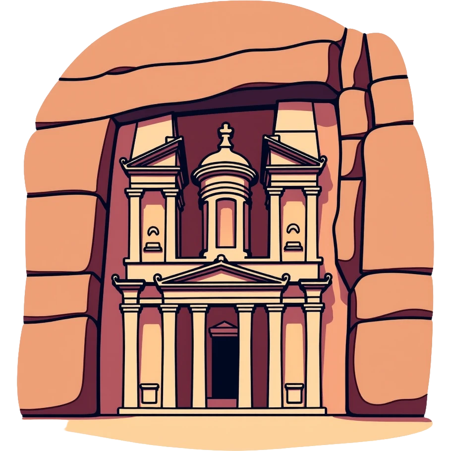 Petra Jordan Treasury building ancient rock-cut facade emoji