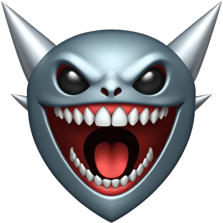 metallic teeth with sharp fangs, chrome texture, dark shadows emoji
