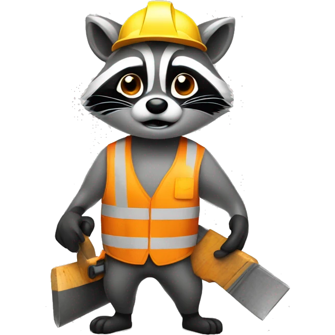 Raccoon construction worker warning emoji