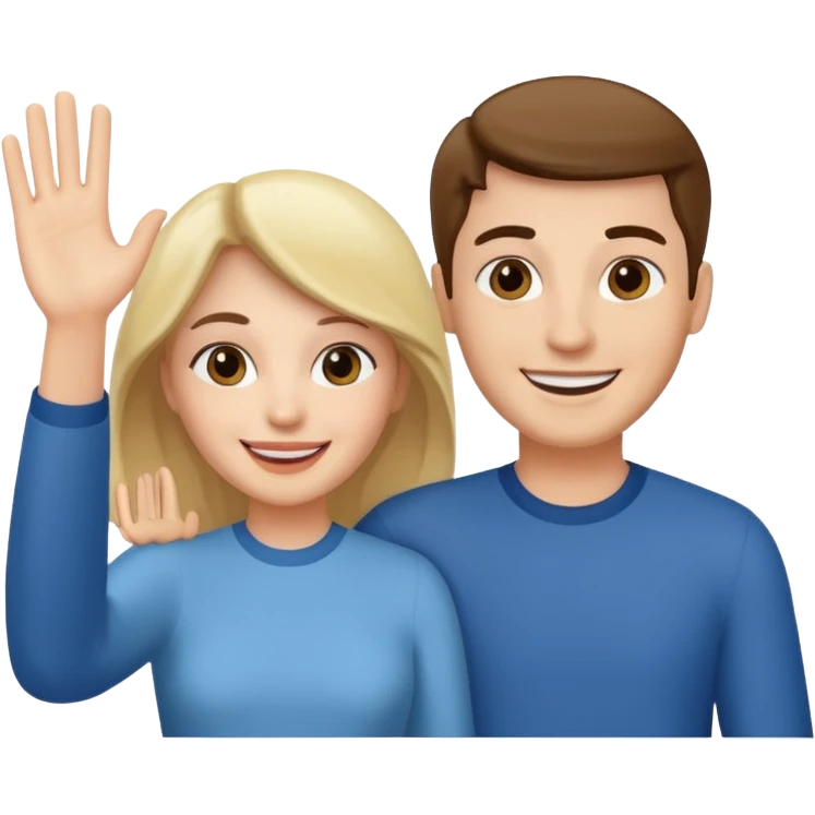married couple waving emoji