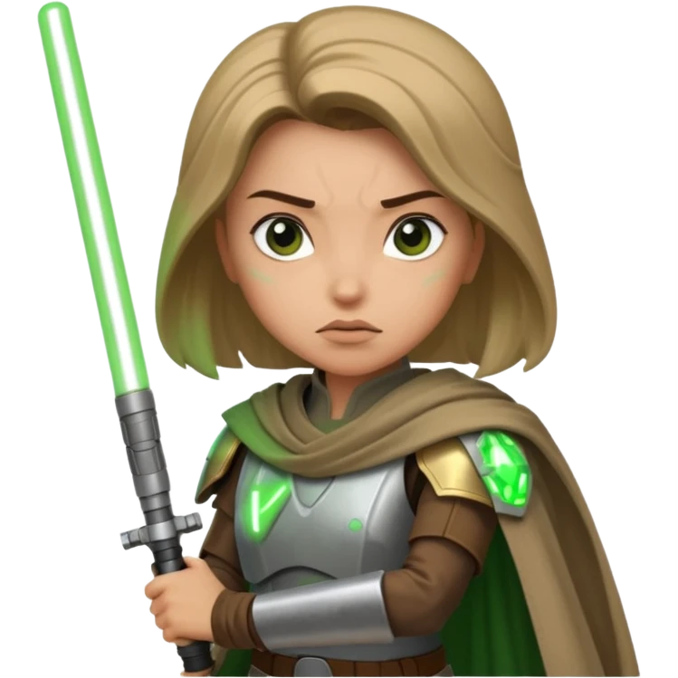 Ios 18, starwars green lightsaber jedi woman  emoji