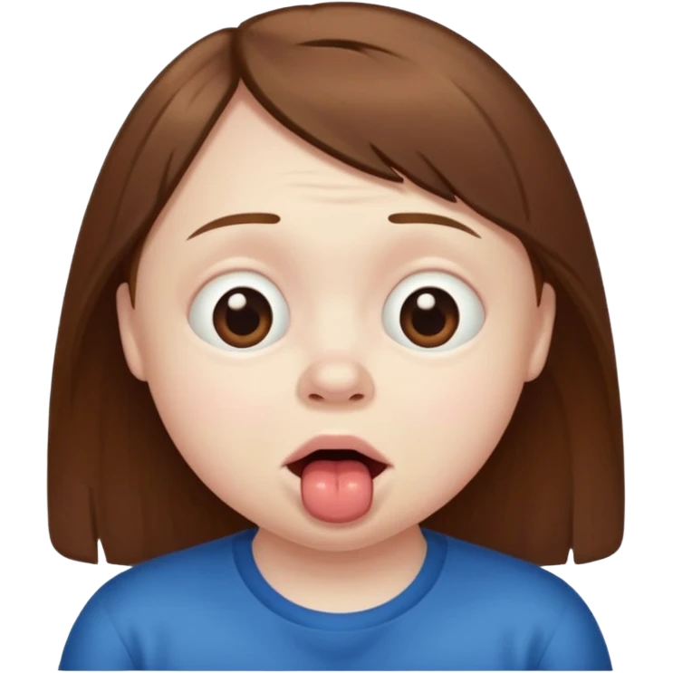 Jaw dispositioned, drooling, cross eye, downsyndrome emoji