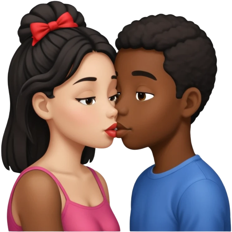 Two nerds kissing one is a girl one is a boy, make the boy black  emoji