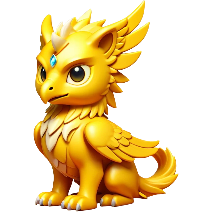 Clash of Clans aesthetic: Cinematic fierce lightning gryphon Beast Emoji, rendered in a 3D vector-style similar to standard emojis with minimal shading and bold, simplified shapes. A compact, isometric mythical creature with wild, majestic features and fierce yet endearing eyes, softly glowing with a primal enchanted charm. Simplified yet unmistakably iconic, highly detailed and consistent, glowing with a soft radiant shine and high polish. Stylized with a touch of mythical wildness and a soft glowing outline, capturing the essence of a legendary beast with a friendly, playful allure! emoji