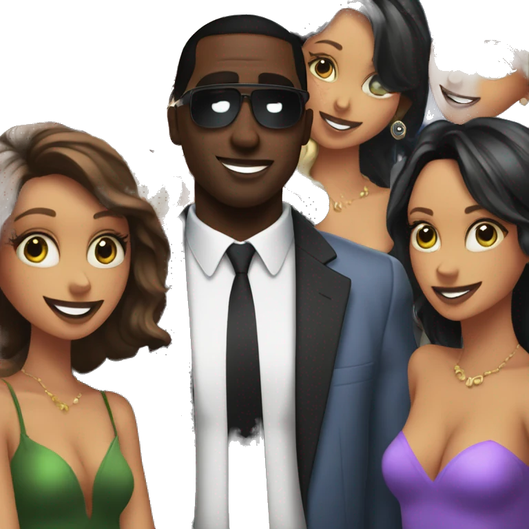 diddy at a party with bunch of girs emoji