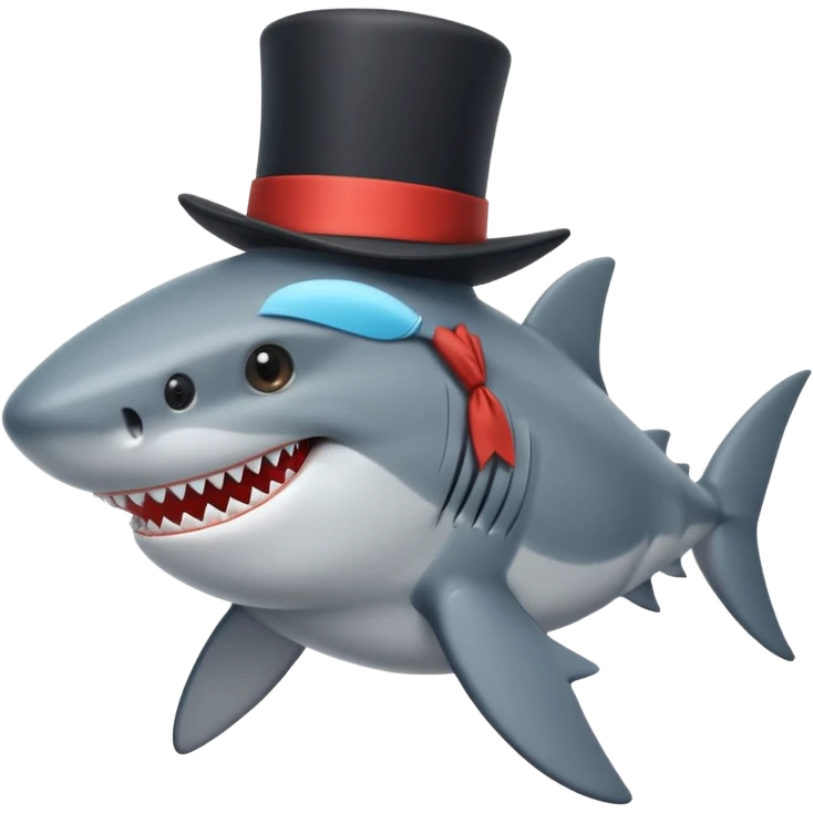 Shark with a top hat emoji