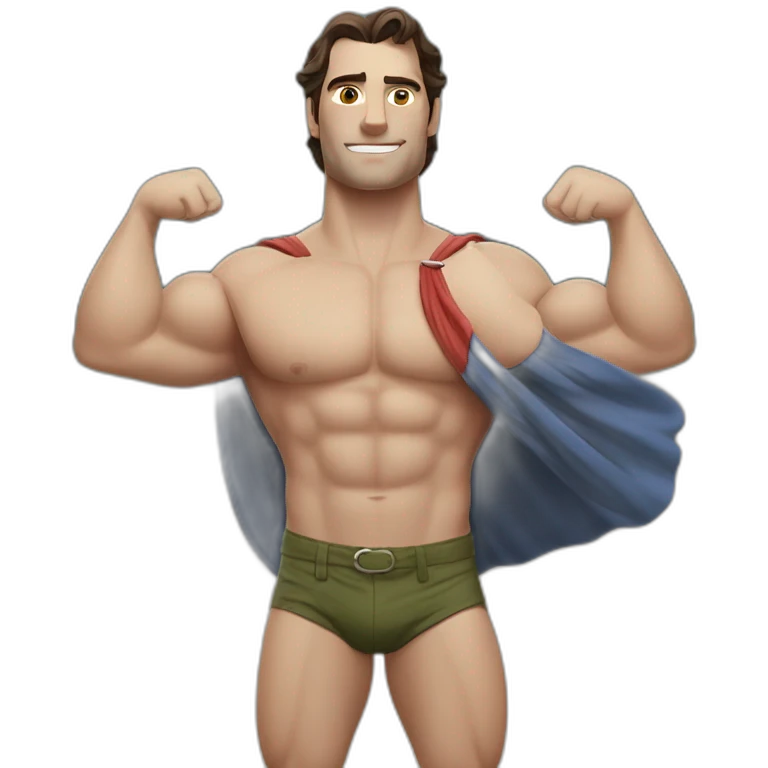 Henry Cavil whole body flexing beach campaign emoji