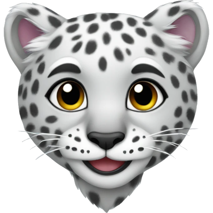 cute snow leopard shows a heart emoji