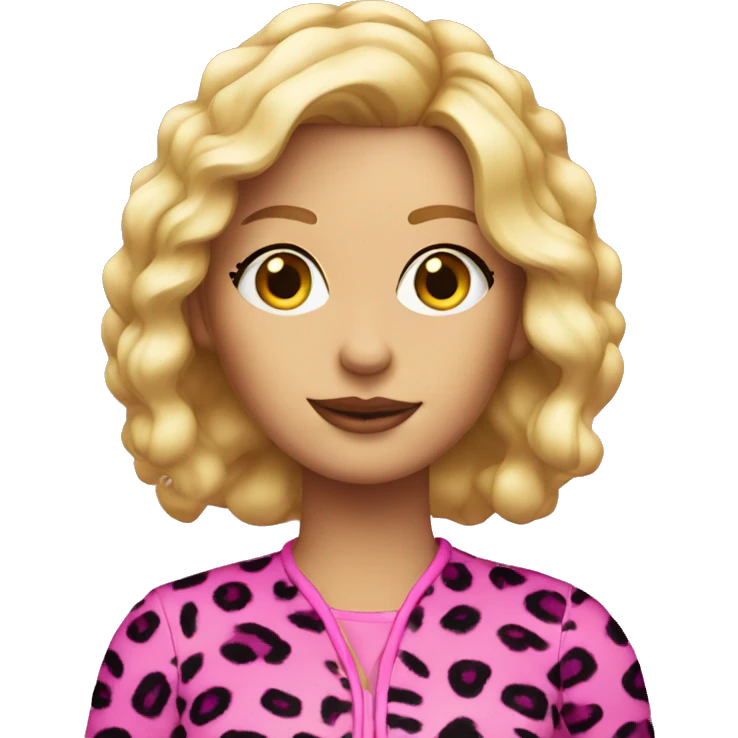 blonde woman in pink leopard outfit  emoji